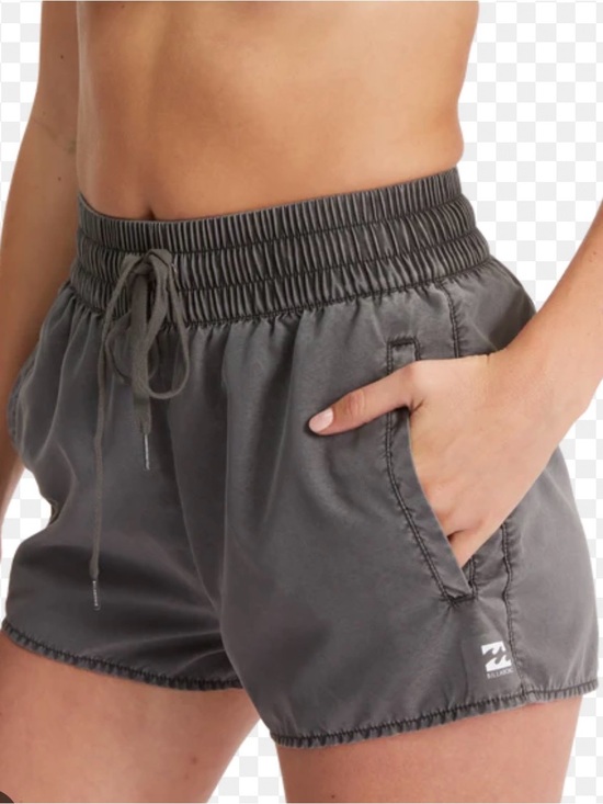 Billabong Pants - Billabong Women's Gray High-Waist Drawstring Shorts